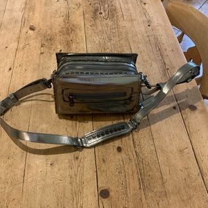 Gryson metallic leather Jaden Armor handbag in silver pewter